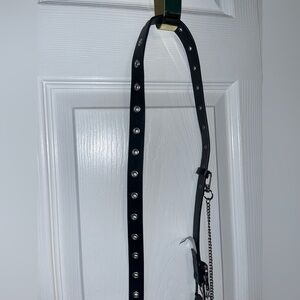 Hot Topic Belt with Chain Black and Silver Edgy